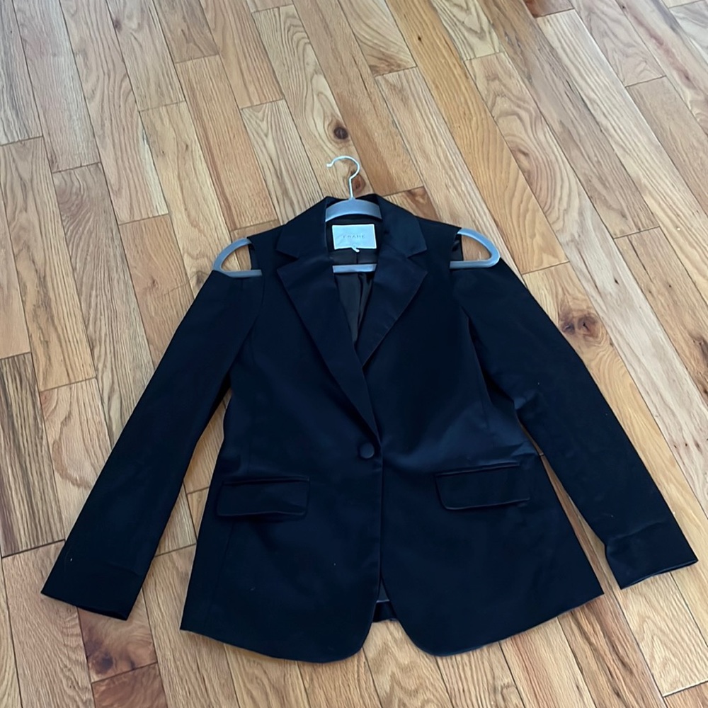 Frame open shoulder cotton jacket